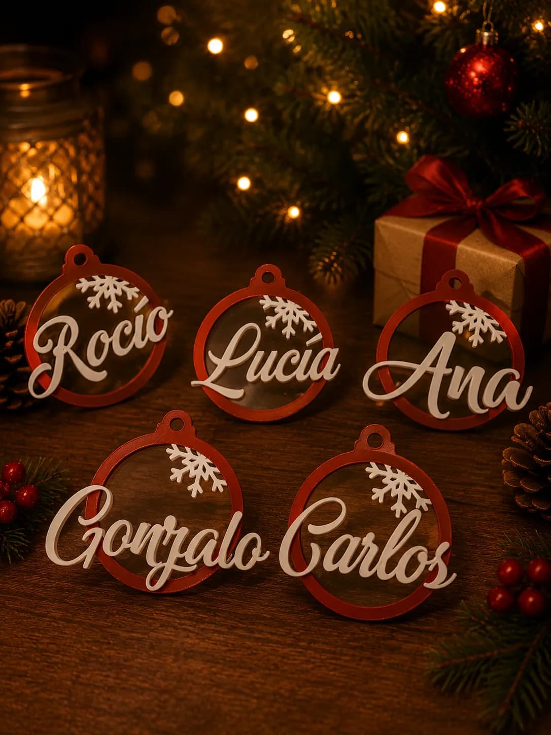 Pack 6 bolas de Navidad con nombre